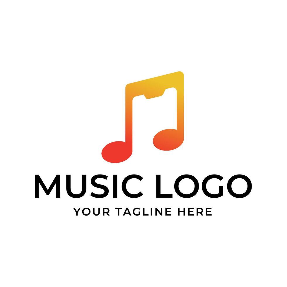 Music logo template with music note vector