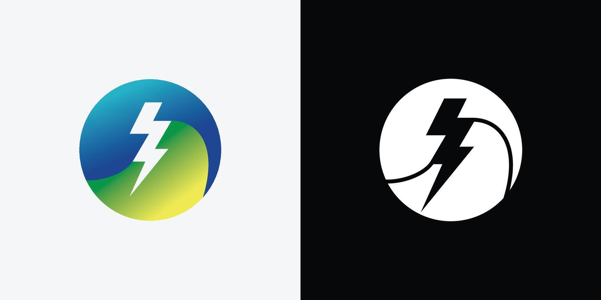 Two logos with lightning bolts on them vector