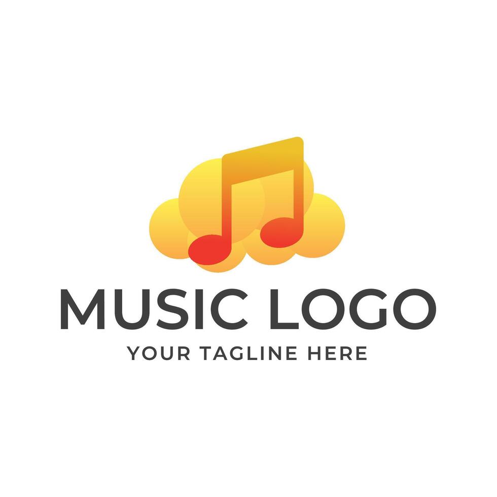 Music logo template with a cloud and music note vector