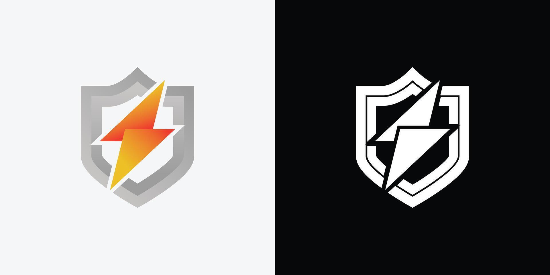 Two logos for lightning bolt and shield vector