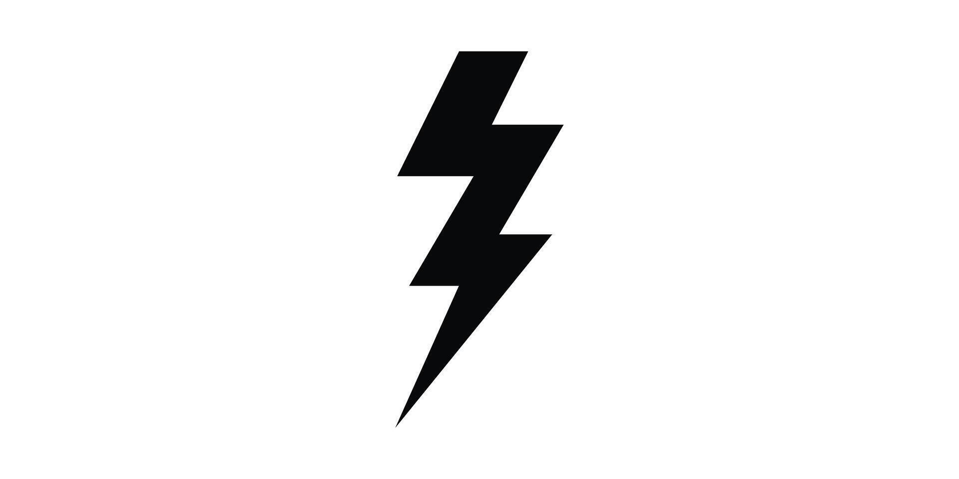 A black and white lightning bolt icon on a white background vector