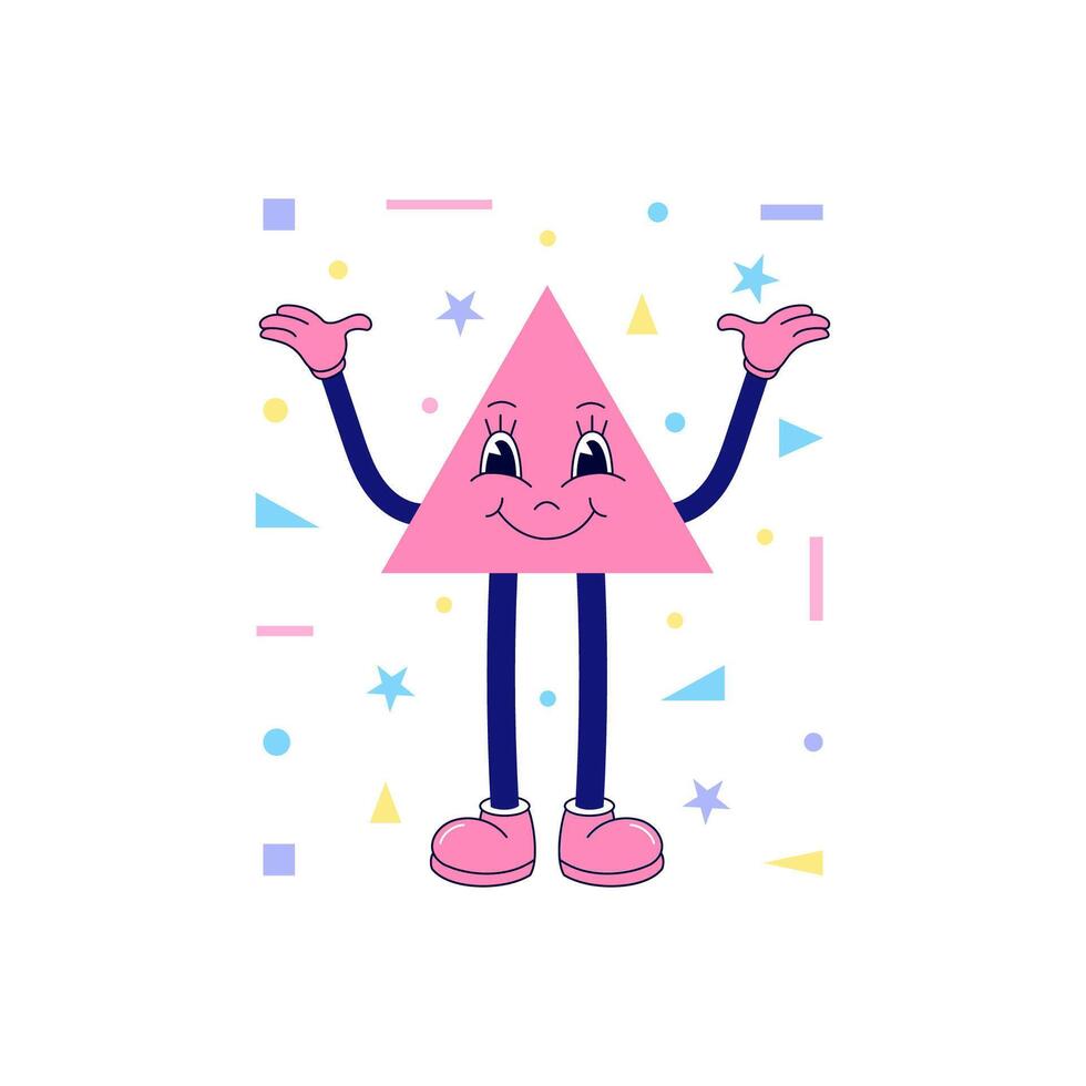 Triangle in a funny cartoon style. Simple and cute. Educational content for kids. vector