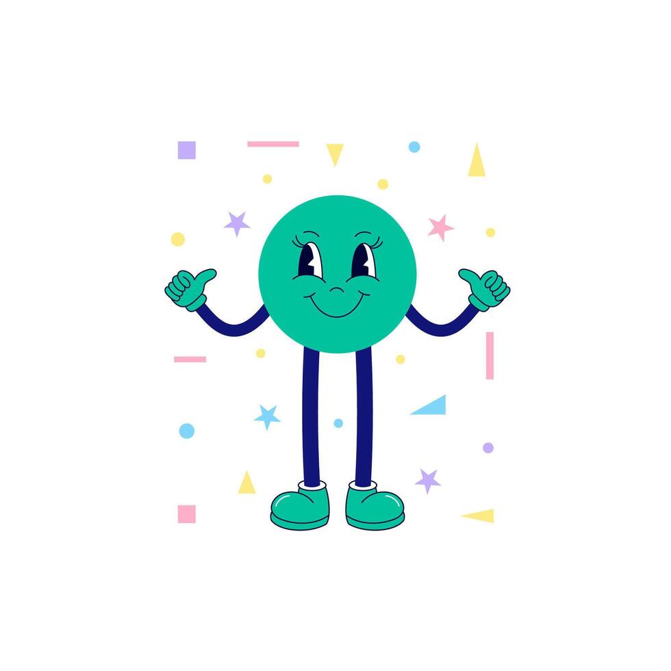 Circle in a funny cartoon style. Simple and cute. Educational content for kids. vector