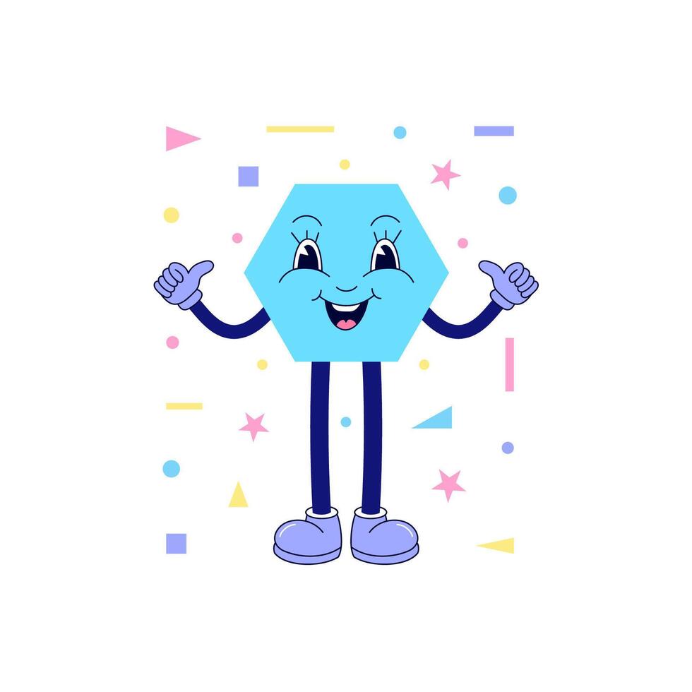 Polygon in a funny cartoon style. Simple and cute. Educational content for kids. vector