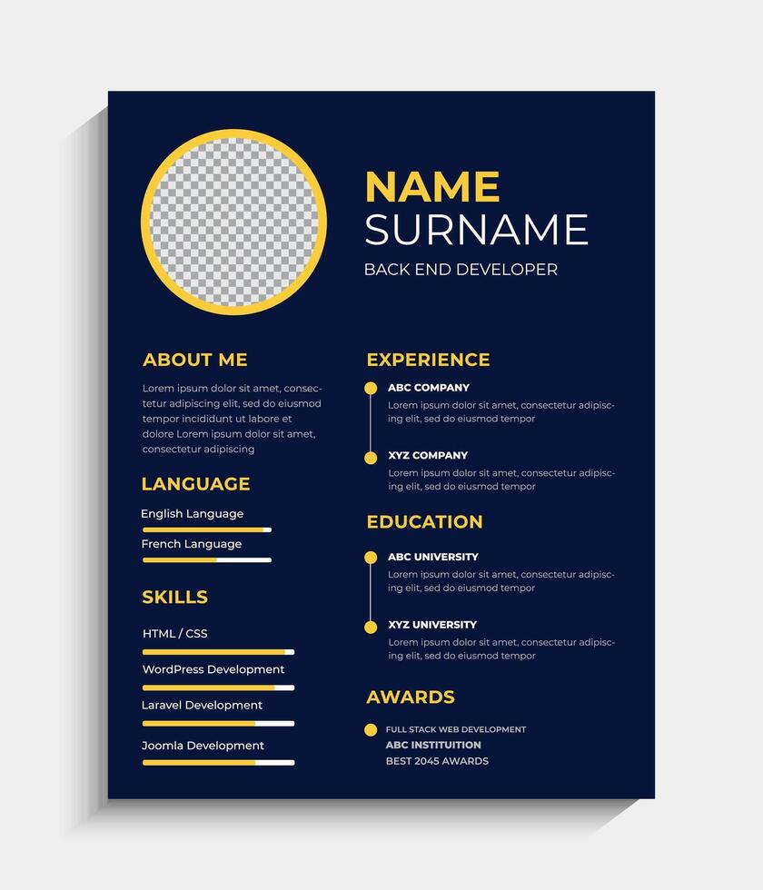 Simplistic Resume Design template vector