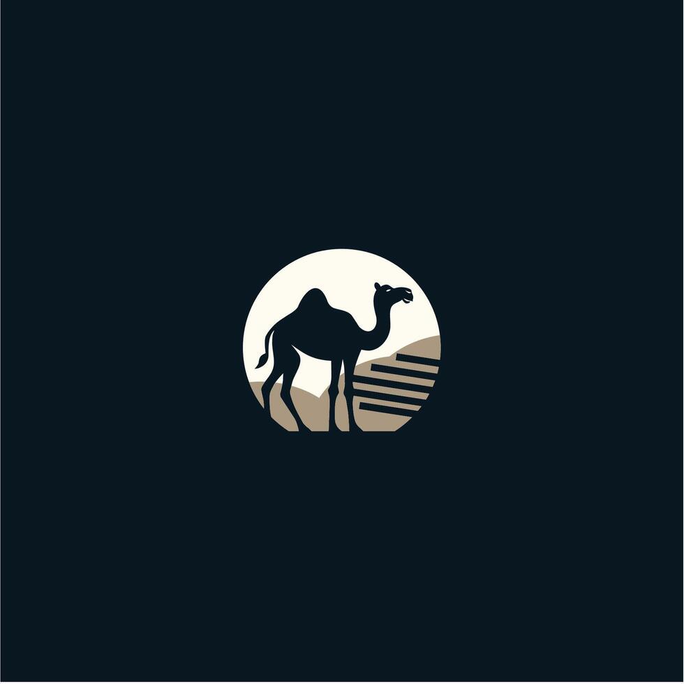A camel in the desert logo vector
