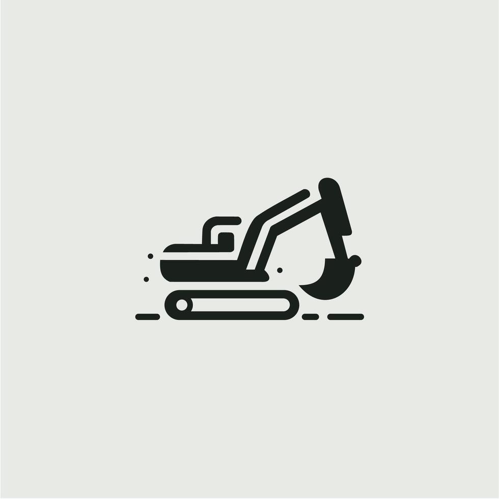 A black and white image of an excavator vector
