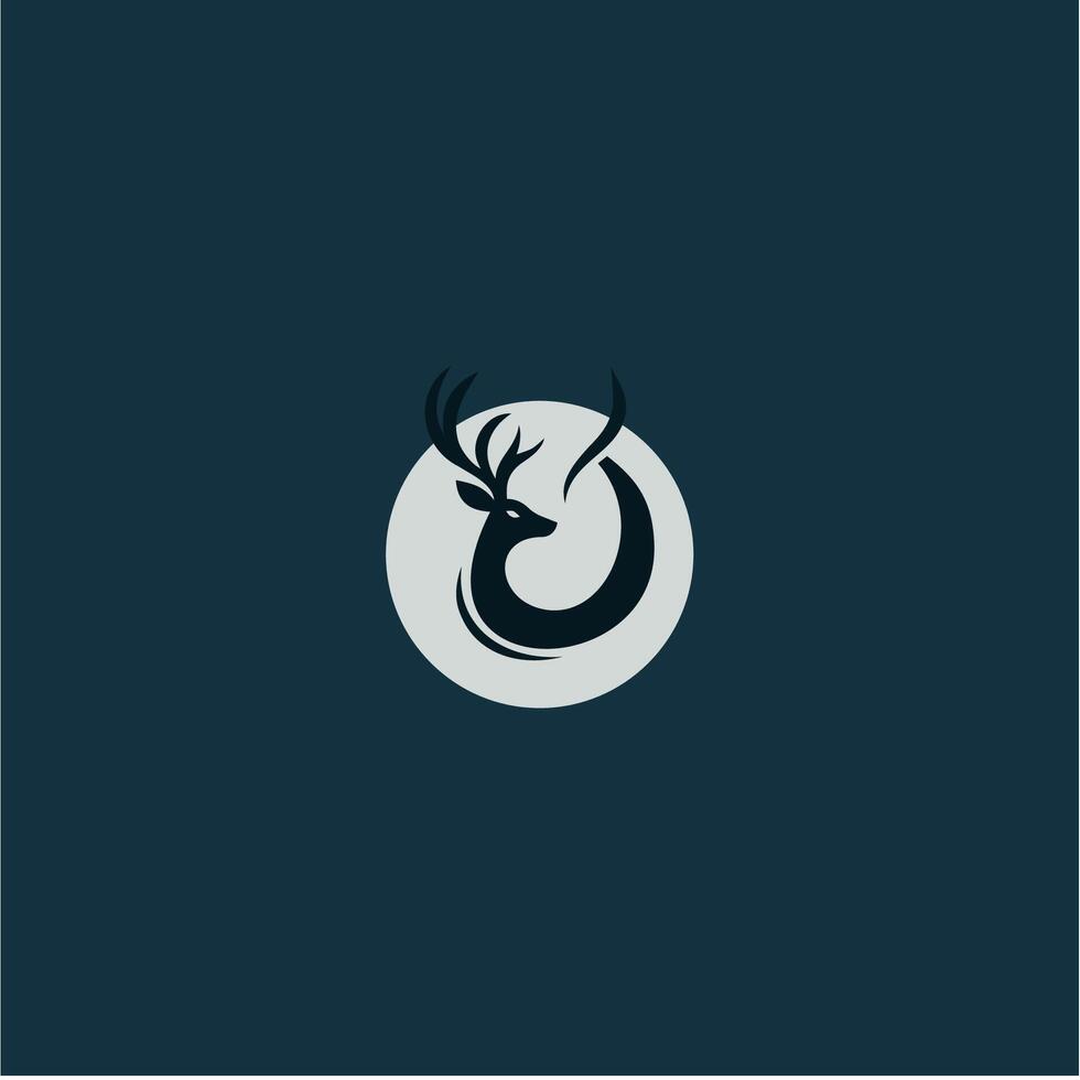 A deer head logo on a dark background vector