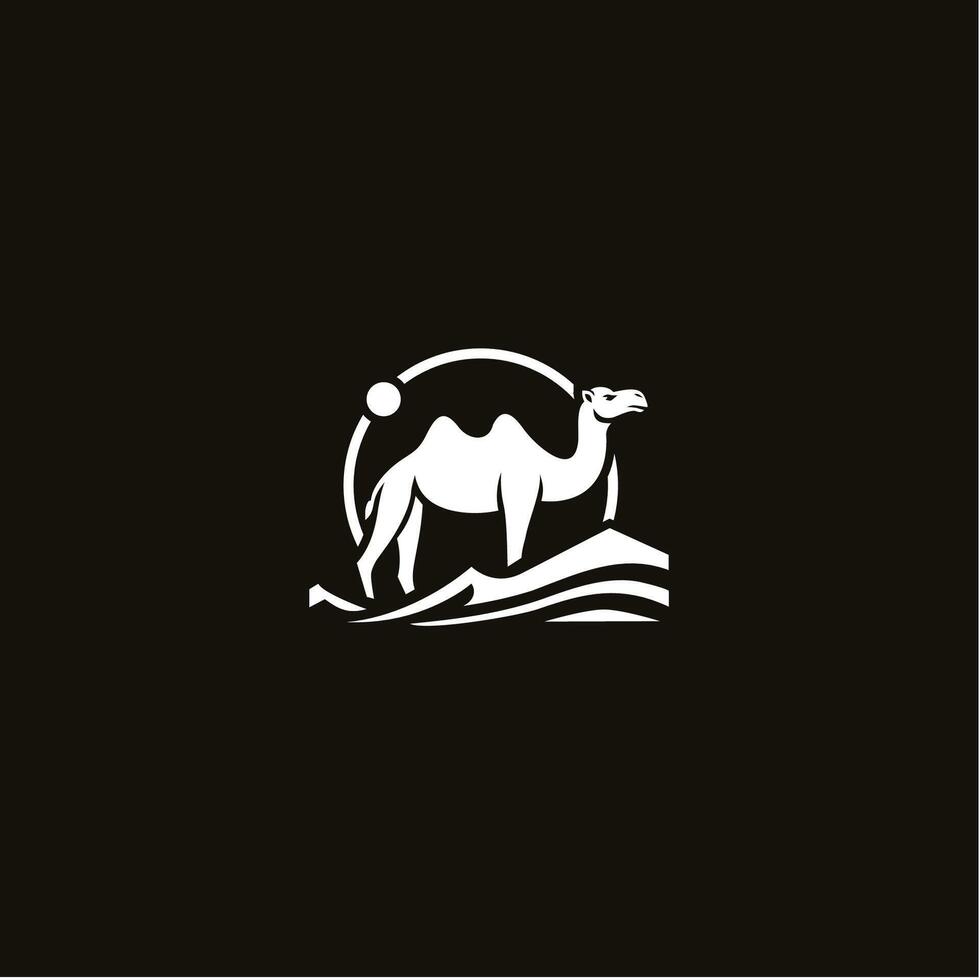 A camel is standing on a hill in the desert vector
