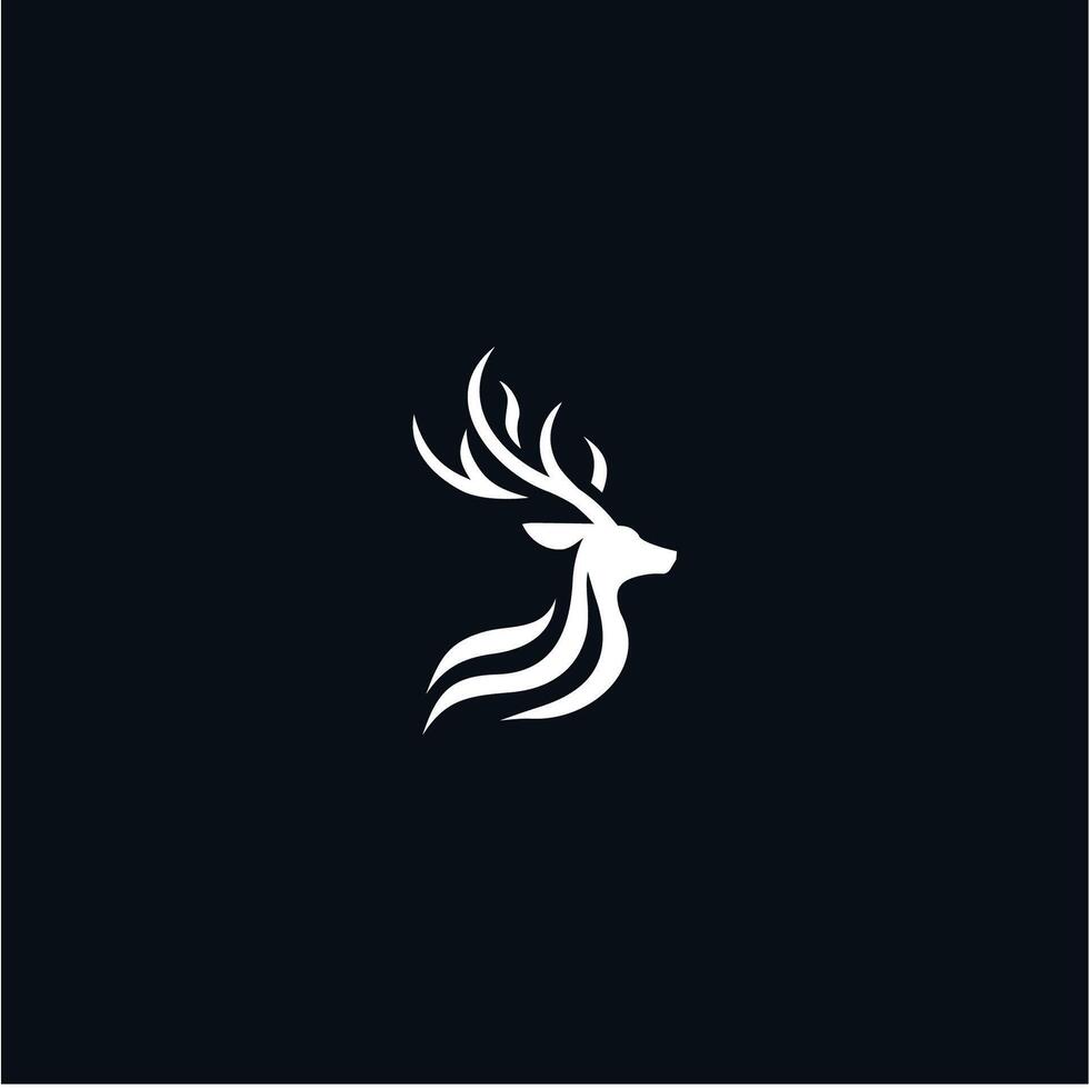A deer head logo on a black background vector