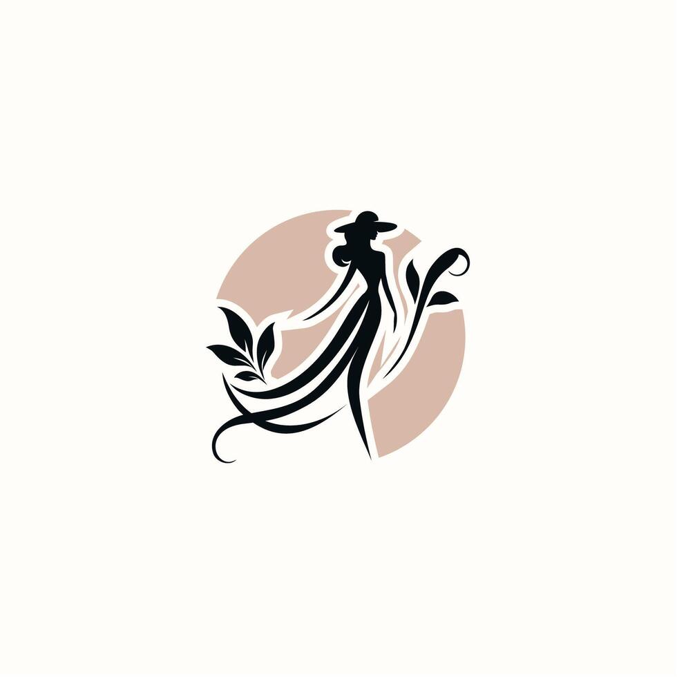 A woman in a hat and dress logo vector
