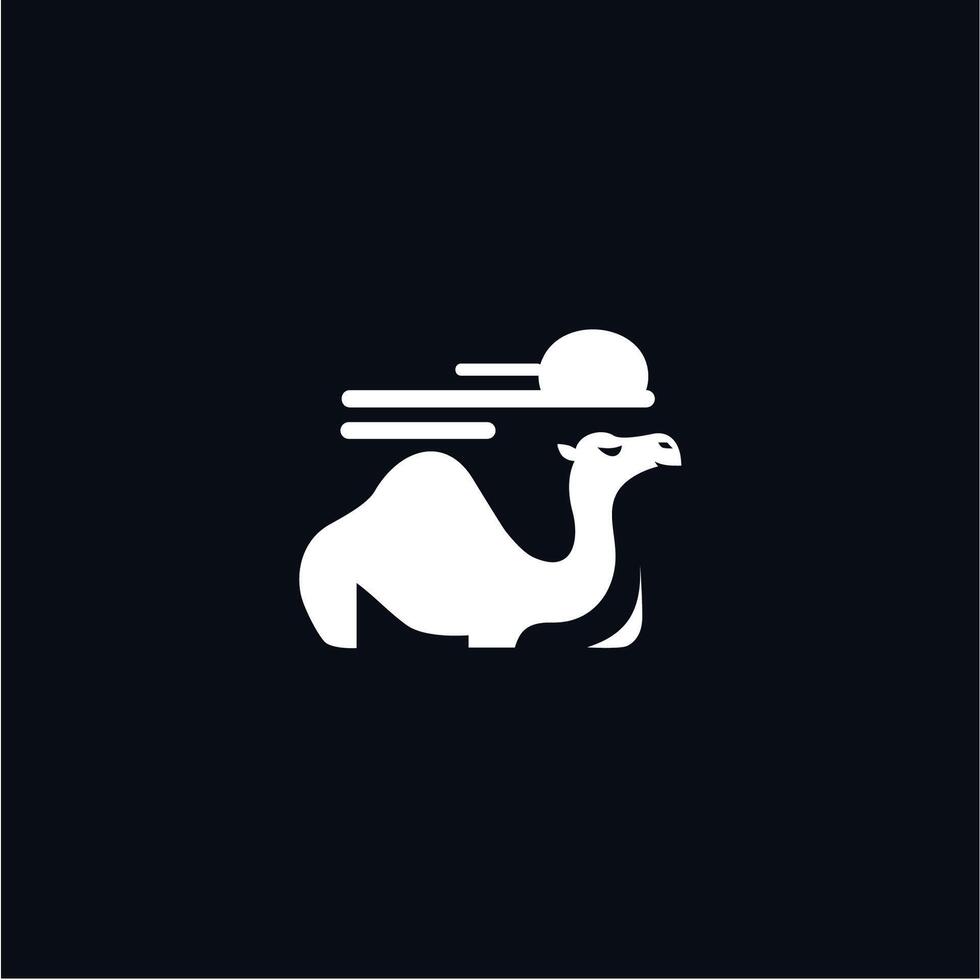 A camel is standing in front of a desert background vector