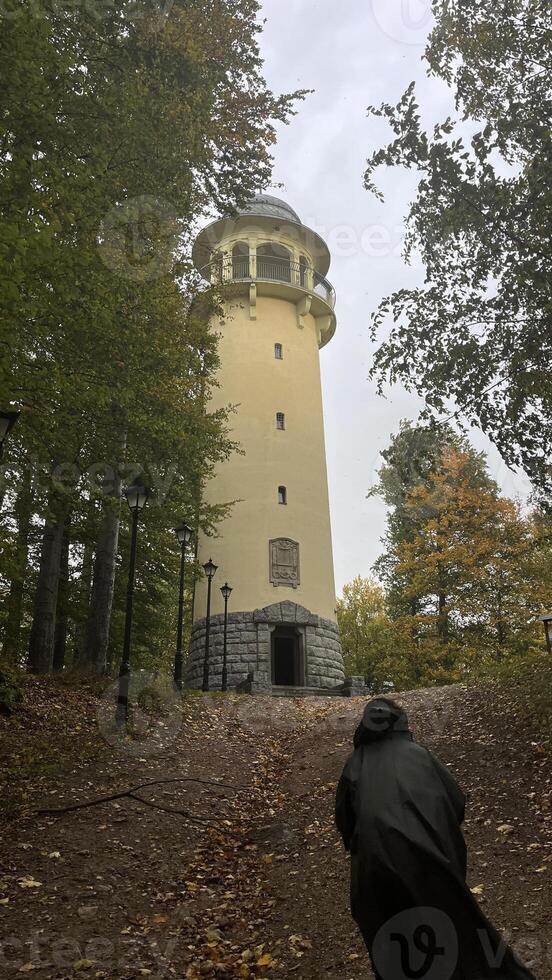Observation tower, observation platform on the mountain overlooking the city of Jelenia Gora, Poland photo