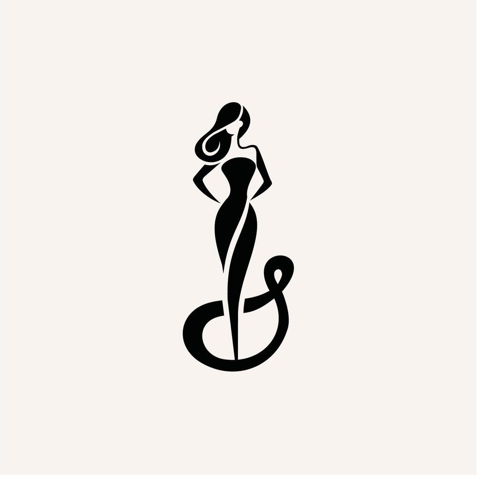 A woman in a dress is standing on a snake vector