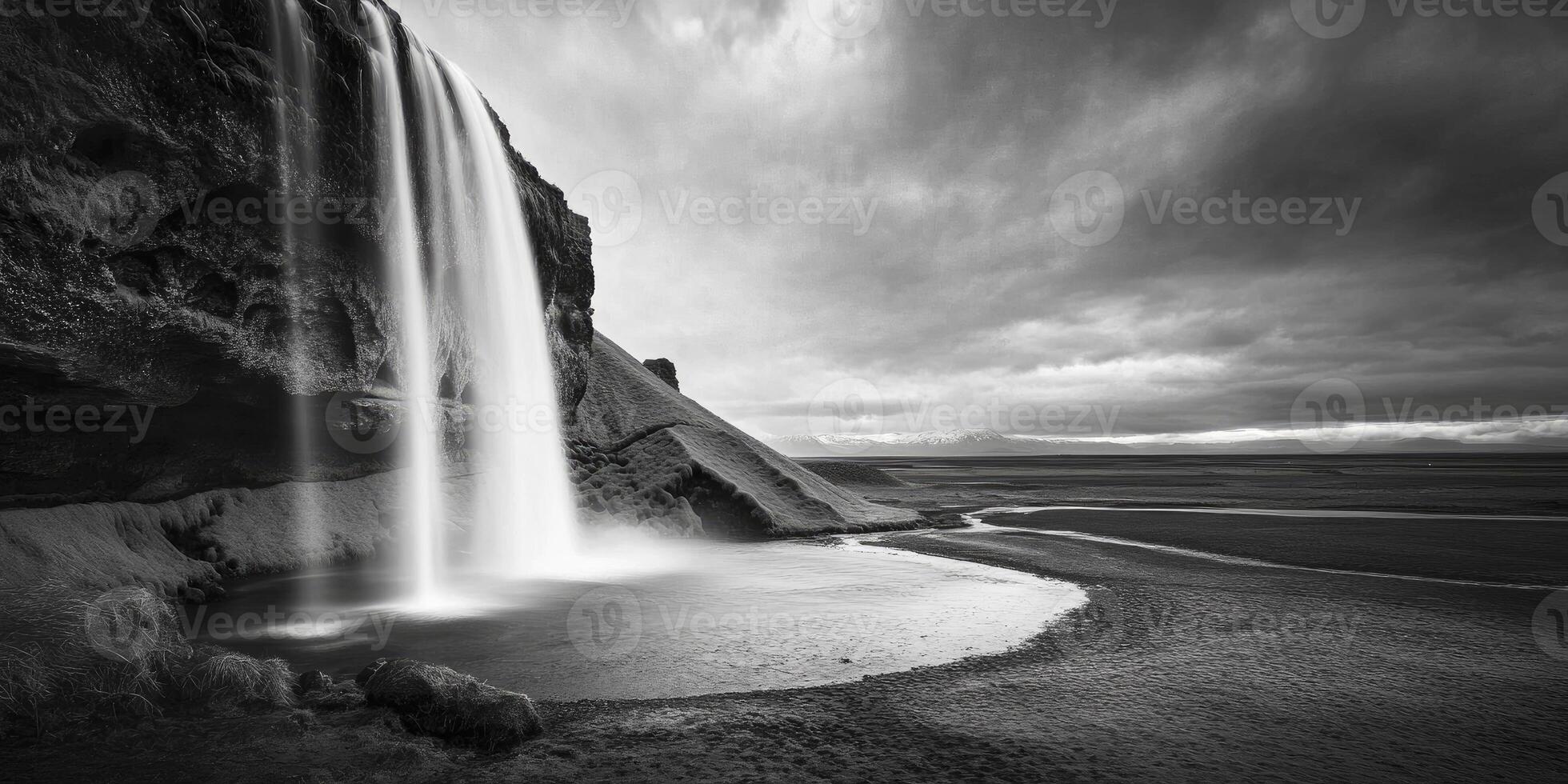 An amazing view of a large waterfall photo