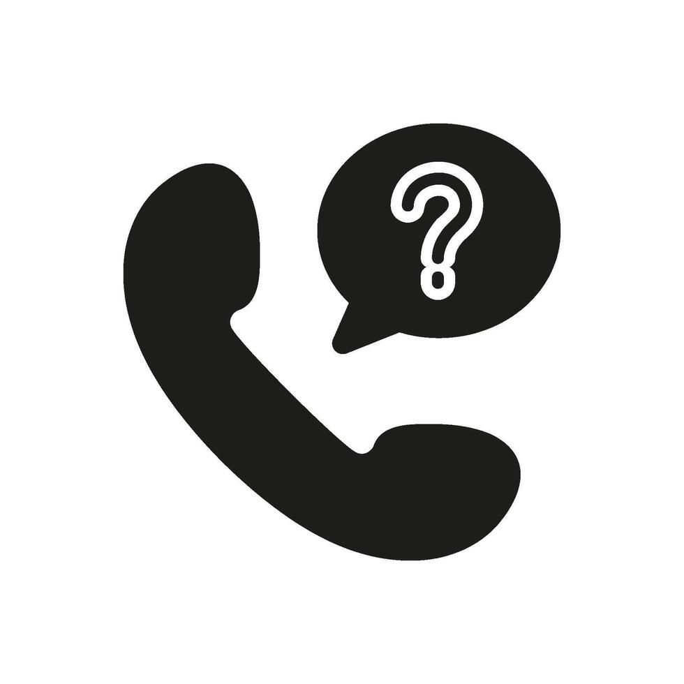 Customer Service Silhouette Icon, Question Help Phone with Speech Bubble. Customer Support Glyph Symbol. Isolated Illustration vector
