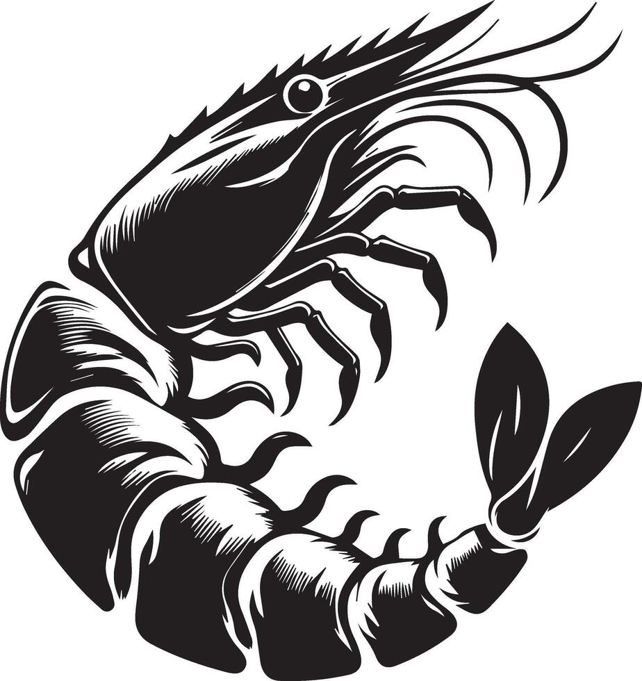 A shrimp fish silhouette art vector