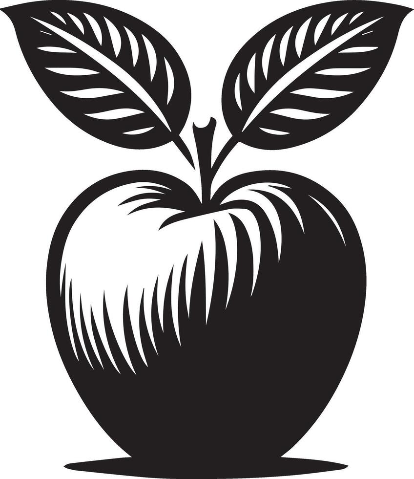 A apple with leaf silhouette art vector