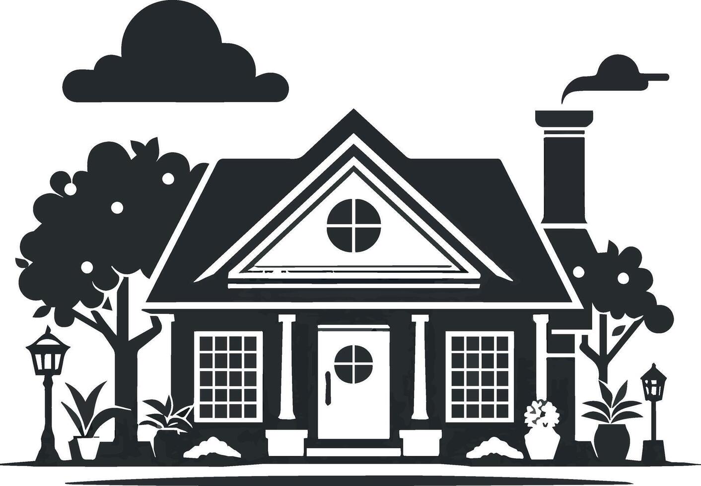 A home nature silhouette art vector