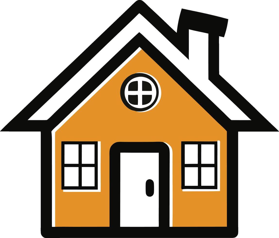 A yellow home silhouette art vector
