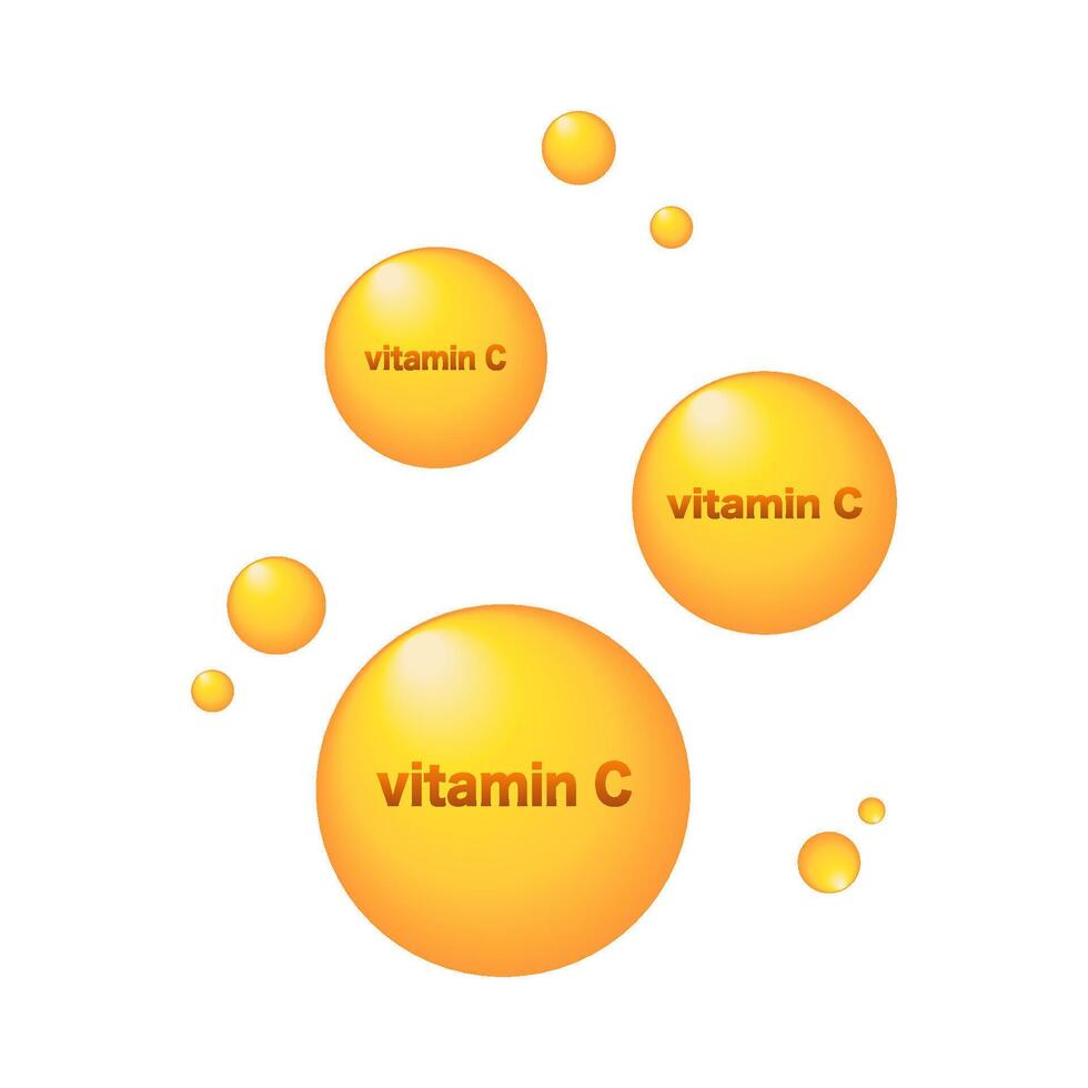 Vitamin C gold icon. illustration. vector