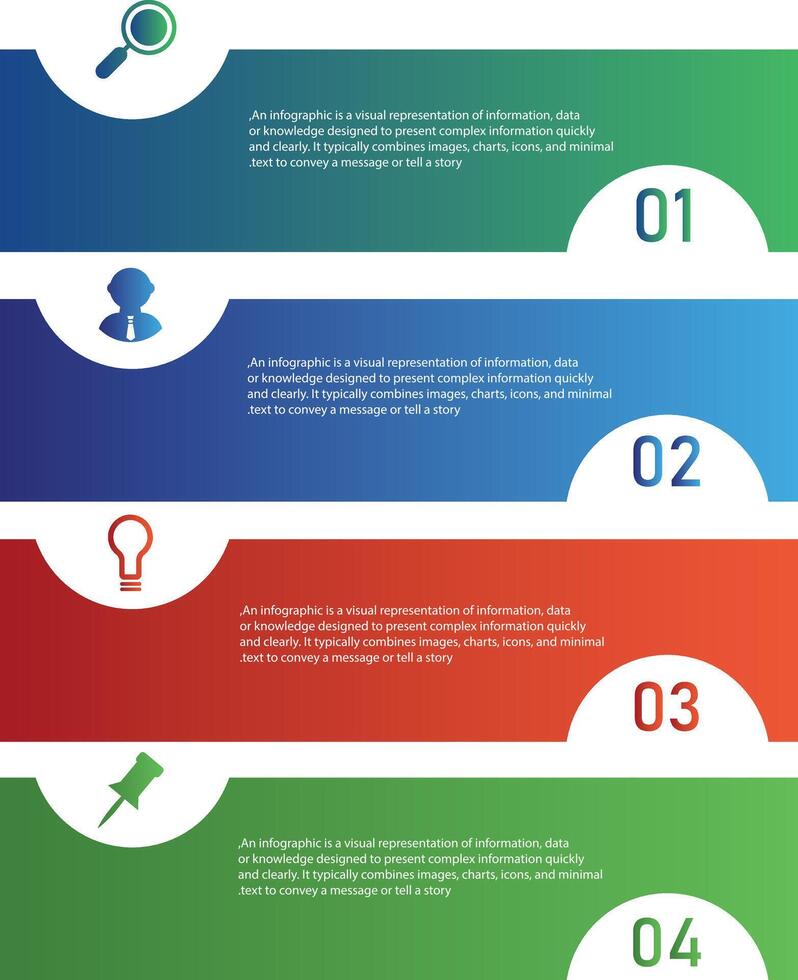 Infographic design template. Business growth concept banner with 4 options, parts, stages. Can be used for web, diagram, graph, chart, report, step by step infographics. background vector