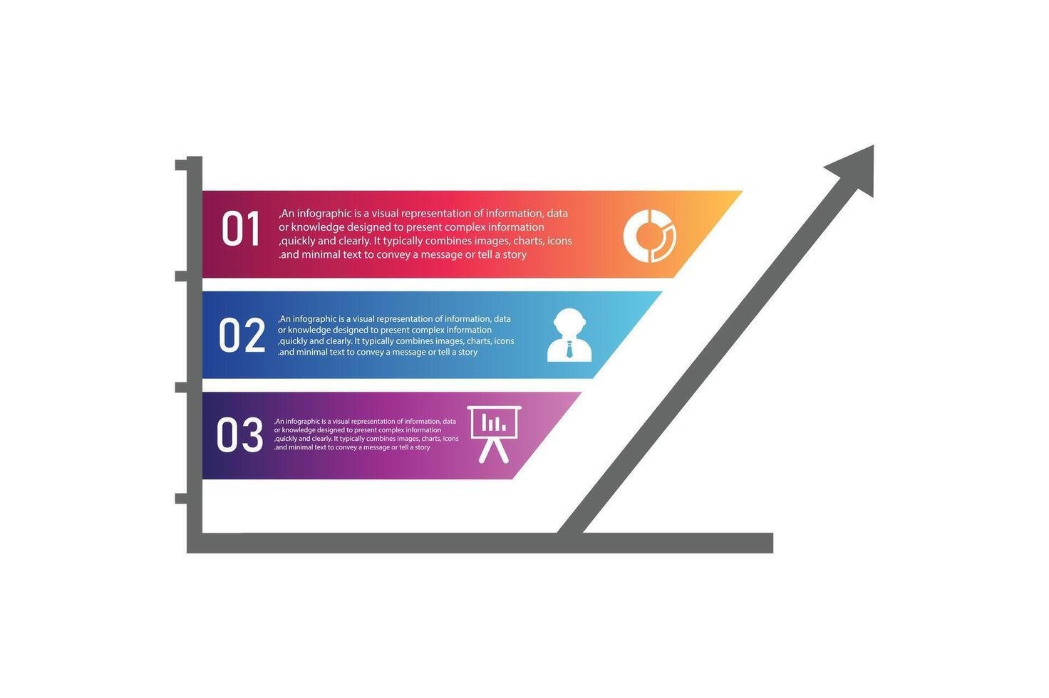 Growth Business infographics growth bar icon with 3 step relevent elements design template with 3 options, parts, steps or processes vector