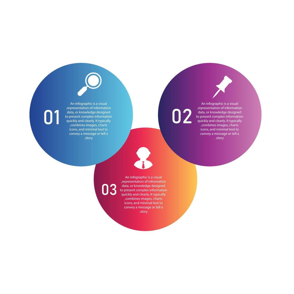 Bubble three step gradient color business with circle infographics with elements design template vector