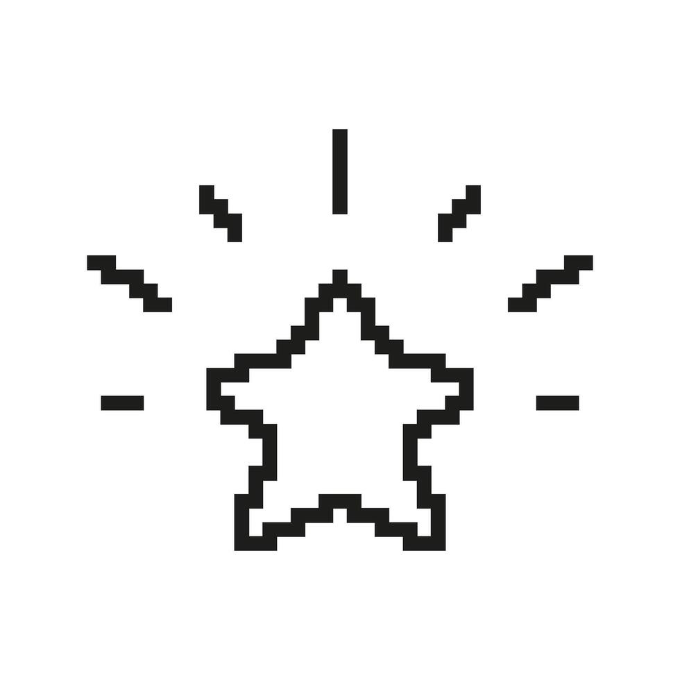 Shining Star Pixelated Icon. Pixel Art Symbol of a Glowing Star. Achievement and Excellence, Brilliance and Recognition. Isolated Illustration vector
