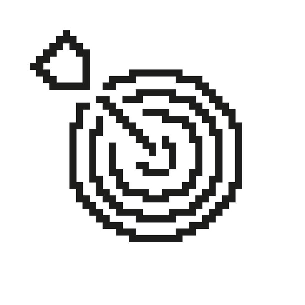 Bullseye Target with Arrow Pixelated Icon. Pixel Art Symbol of Precision and Goal Achievement. Focus and Success. Isolated Illustration vector