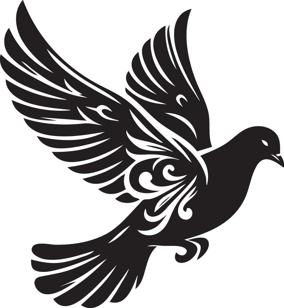 A black and white dove with a tribal pattern vector