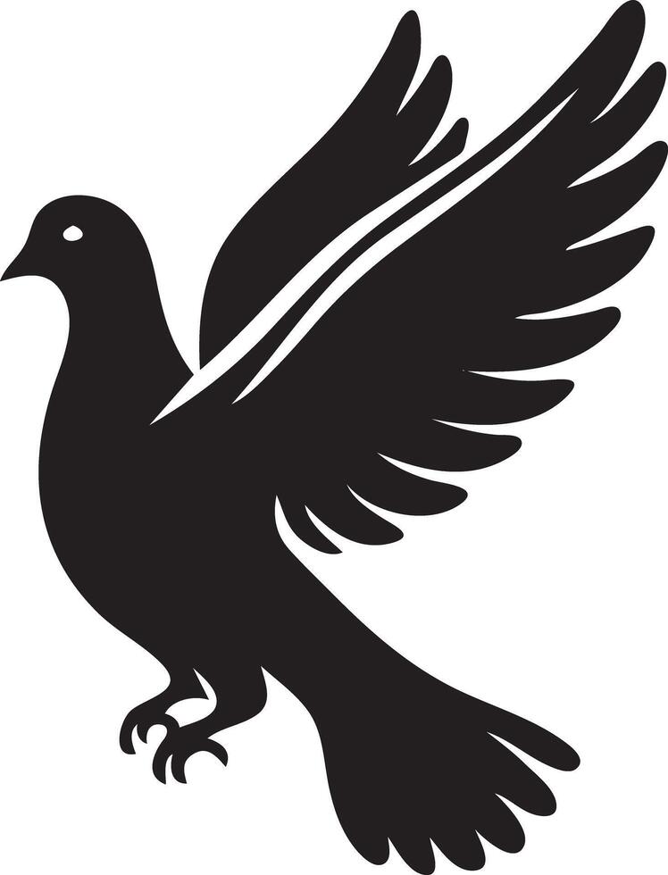 A black and white silhouette of a dove vector