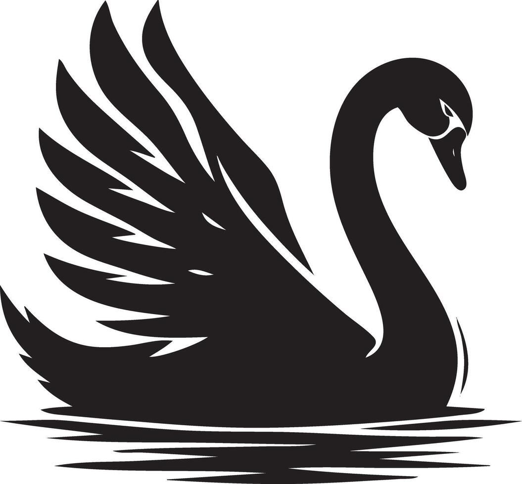 Black swan silhouette on white background vector