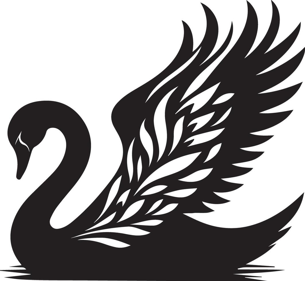 A black swan with wings on a white background vector