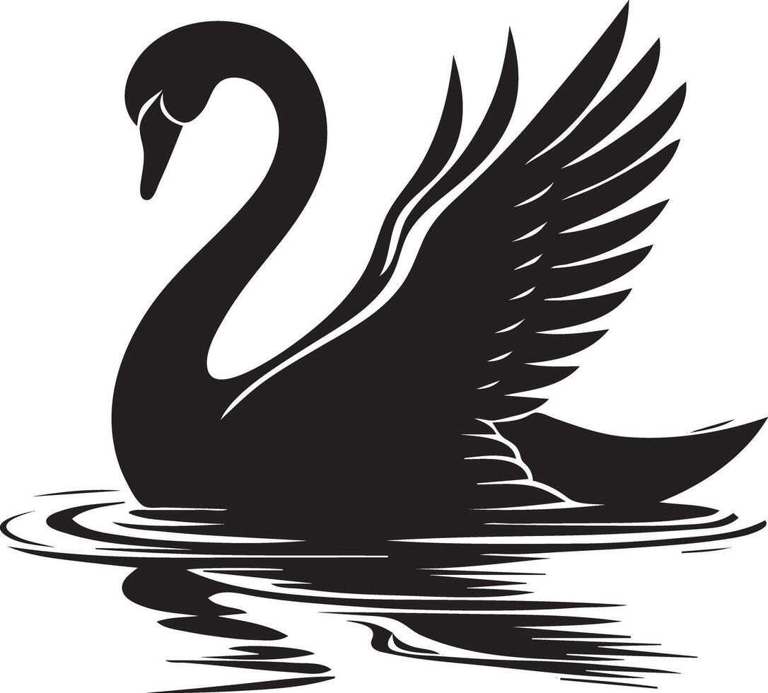 Black swan silhouette on white background vector