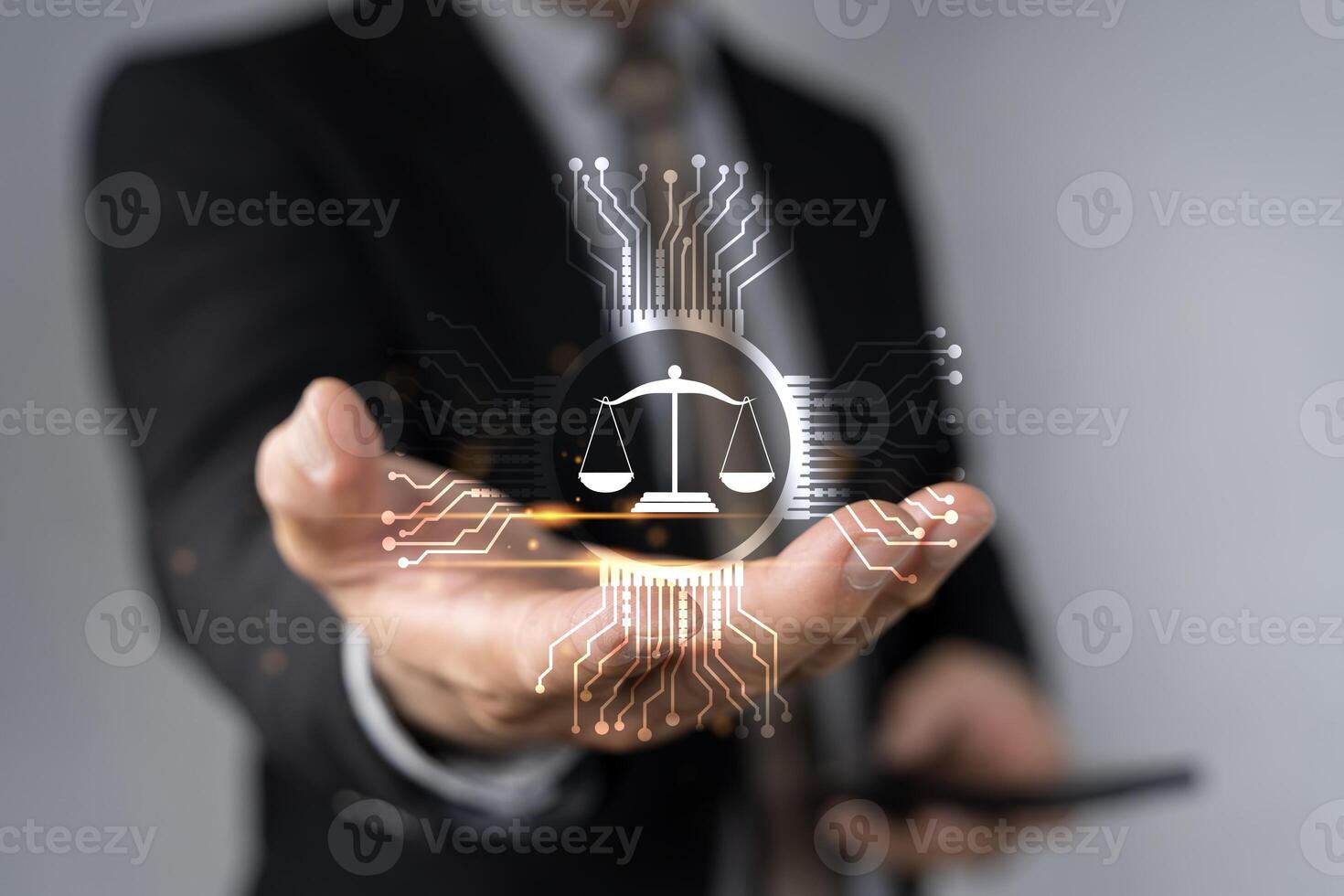 Justice and laws concept. AI ethics or AI law, developing AI codes of ethics. Compliance, regulation photo