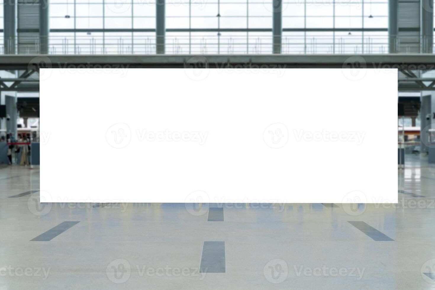 Big mock up of blank showcase billboard or advertising light box for your text message or media content at train station. photo