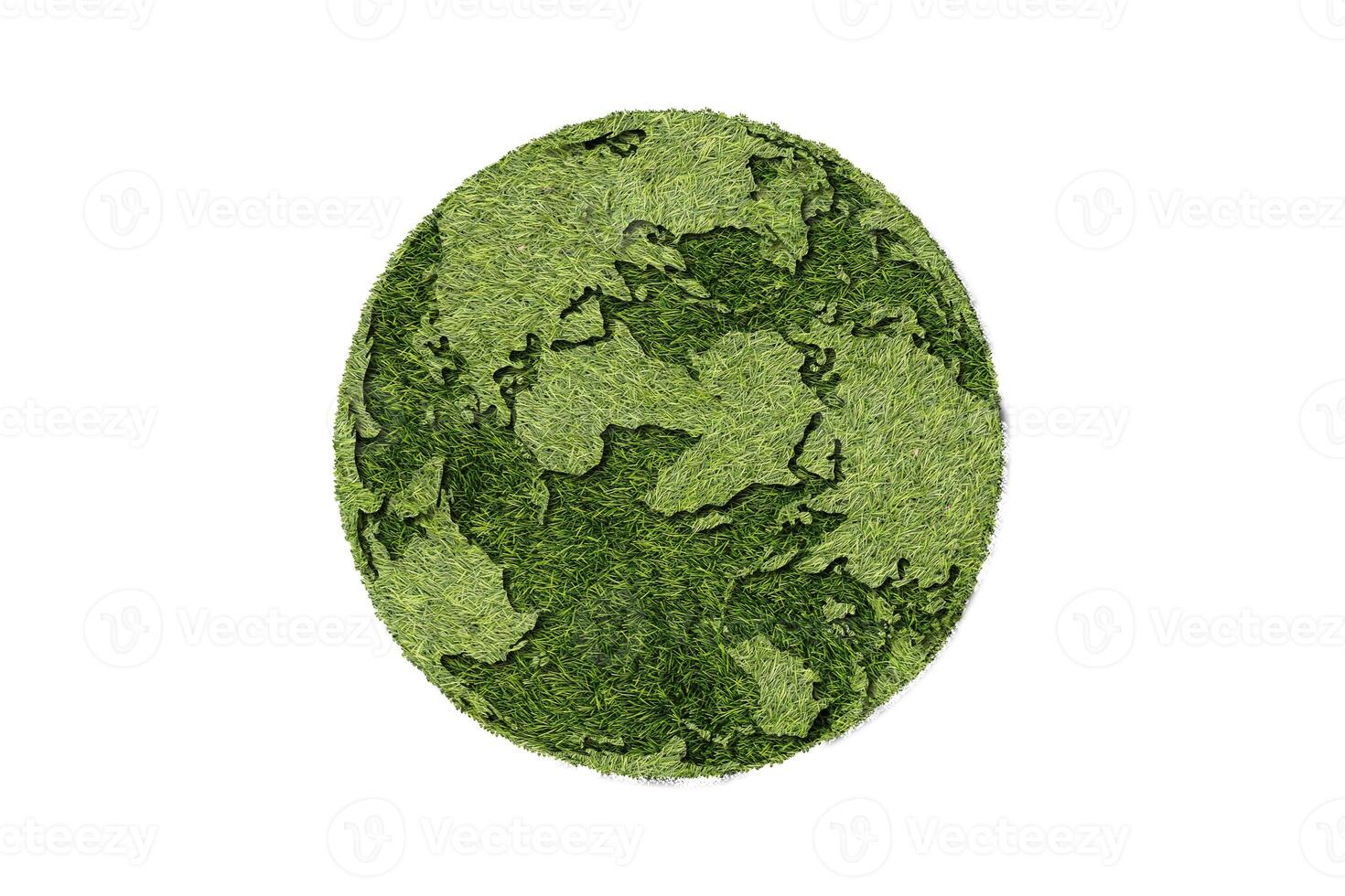 Globe shape of green grass isolated on white background. Grass Globe, atlantic ocean side. photo