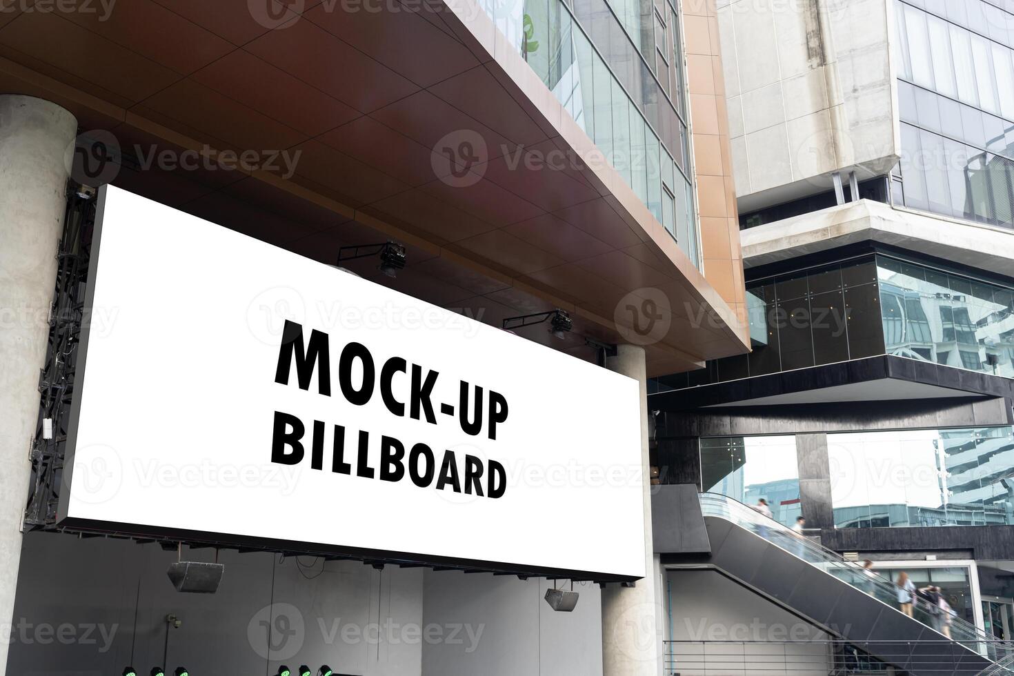 Outdoor billboard advertisement mock-up background of buildings in big cities. Mock up Screen Background for Various Billboards. photo