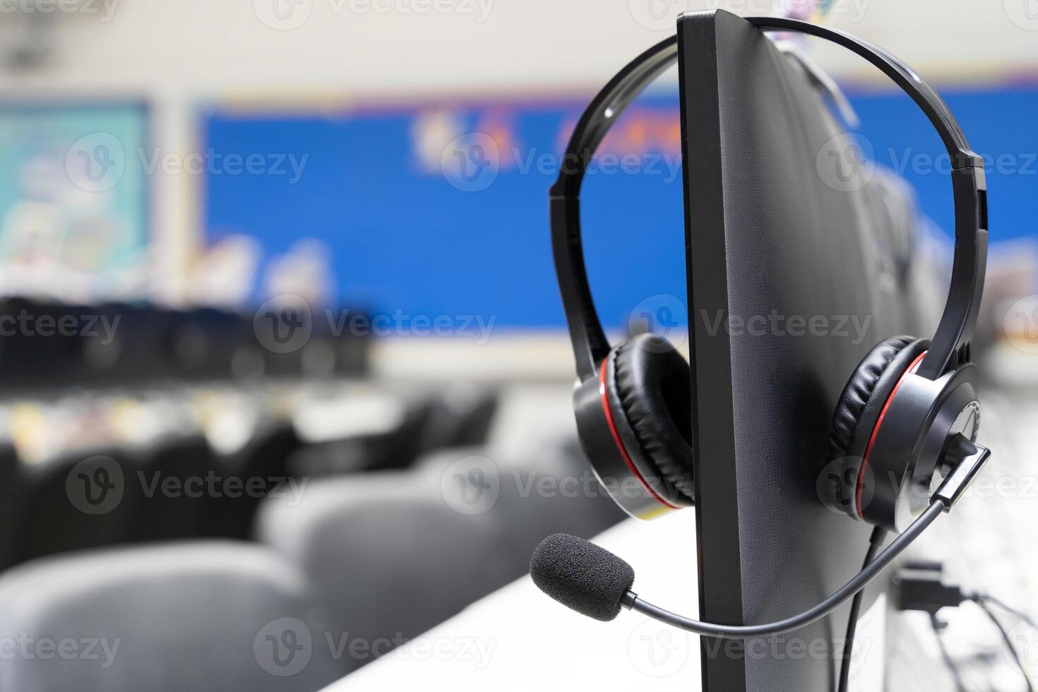Headset is a symbol of communication and collaboration. It allows the agent to connect with the customer and provide them with the help they need. photo