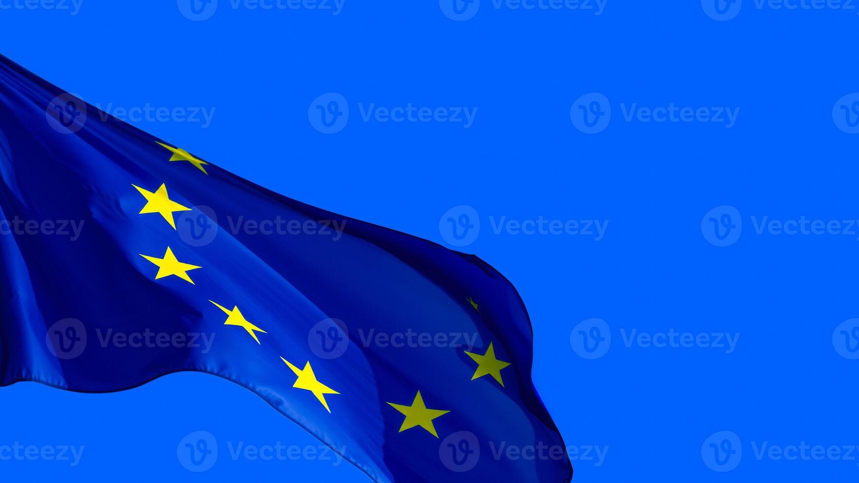 blue flag with yellow stars waving the wind photo