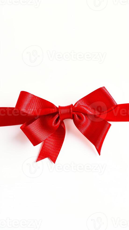 red ribbon bow on a white background photo