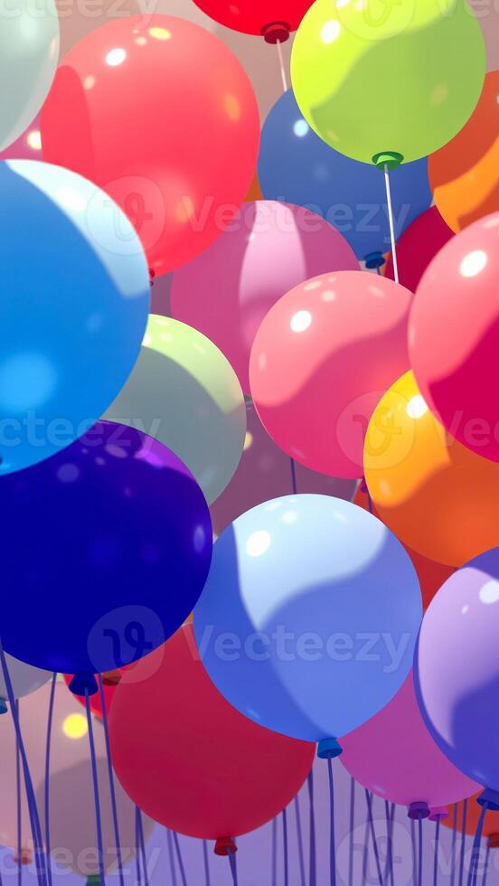 collection colorful balloons floating together photo