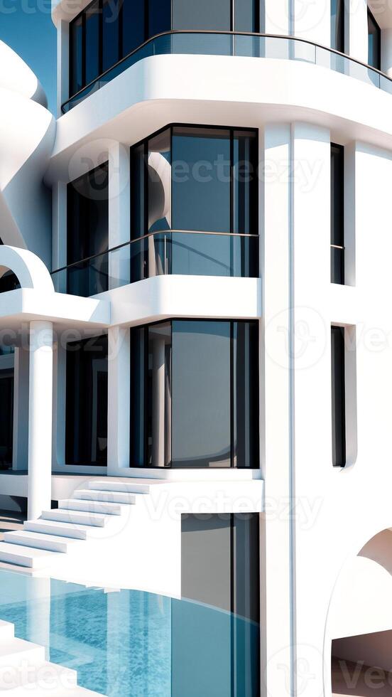 modern white building with a swimming pool photo