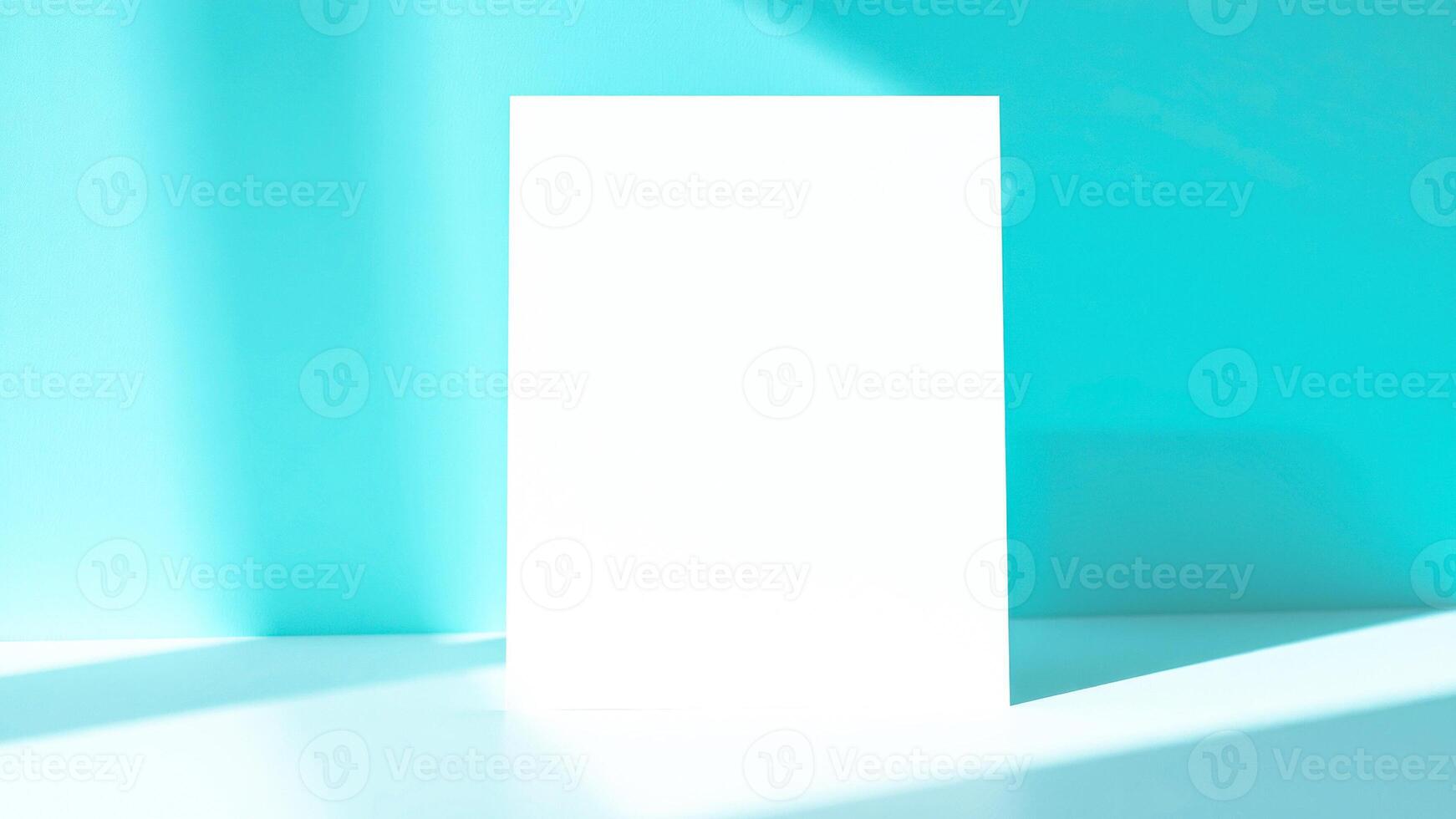 white rectangle with diagonal shadows on a light blue background photo
