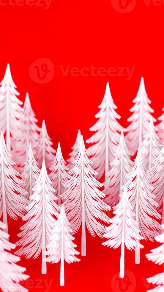 white paper pine trees on a red background photo