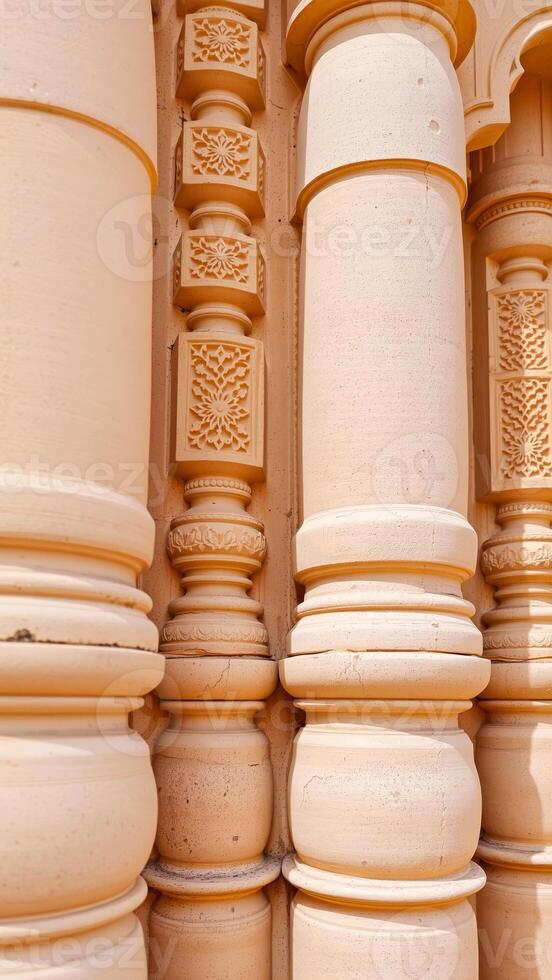 ornate stone columns with intricate carvings photo