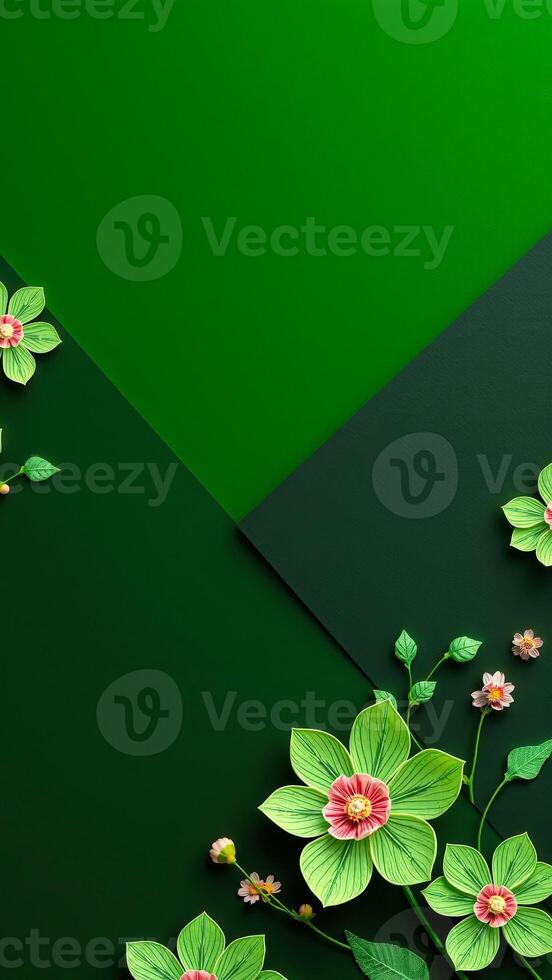 paper flowers on a green background photo