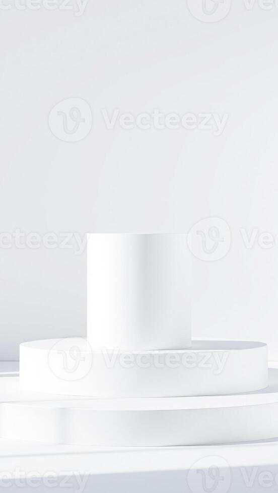 white cylindrical platform product display photo