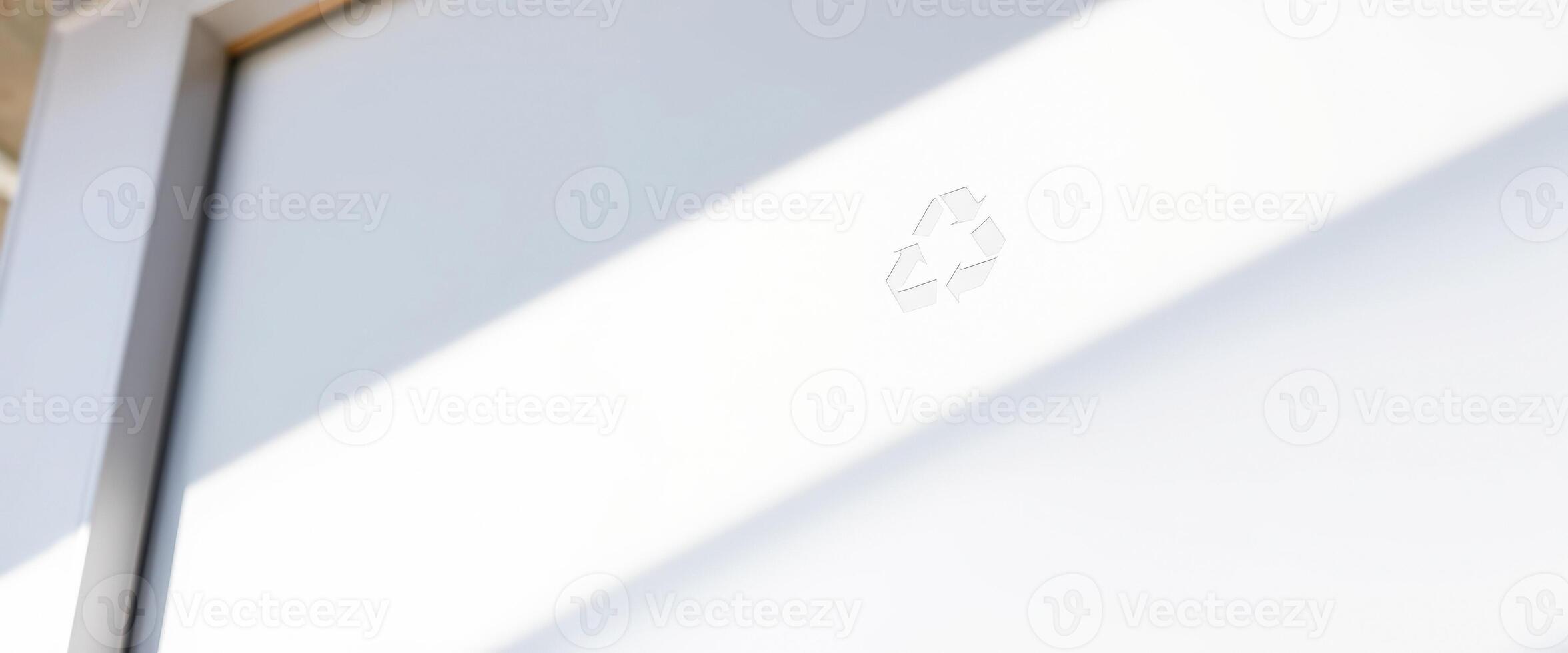 simple recycle symbol on a white surface photo